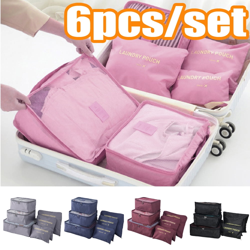 Details about   6 Pc Set Travel Bags Waterproof Clothes Storage Luggage Organizer Pouch Packing 