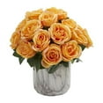 thumbnail image 1 of Nearly Natural 1810-YL Assortiment Artificiel de Roses dans un Vase Fini en Marbre - Jaune, 1 of 1