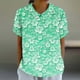 thumbnail image 3 of Tops de Manga Corta para las Mujeres Suelto Ajuste Casual Cortado Manga Corta Blusa de Impresión, Camisa Suelta de Cuello Redondo de Poliéster, Lavado a Mano Primavera Verano, 3 of 5