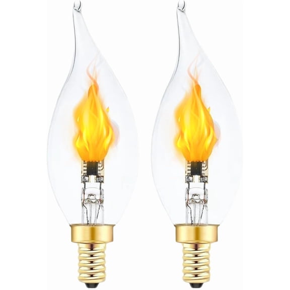 Flickering Flame Light Bulbs, E12 LED Flickering Flame Decoration Light Bulbs - More Realistic Fire Effect, Candelabra Base E12 Fire Light Bulb for Christmas Thanksgiving Indoor Outdoor Decoration