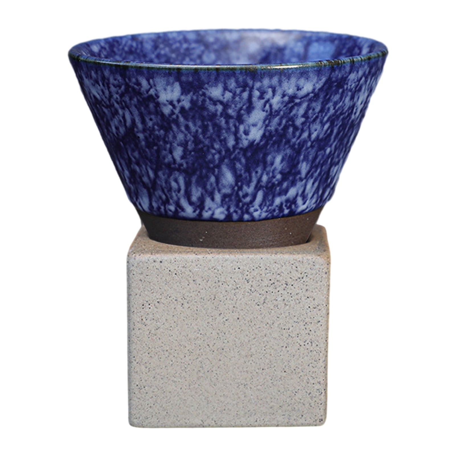 HomeLife 200ML Crude Pottery Funnel Coffee Cup with Base Heat-resistant Handmade Japanese Style Latte Cappuccino Tea Espresso Tapered Mug Birthday Gift