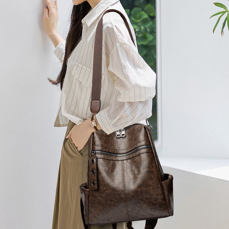 Genuine Leather Convertible Backpack Purse Shoulder Bag Large Capacity Black Convertible Backpack Purse - Convertible Crossbody  main image 3