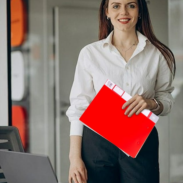 Meiiso Chemise Double Rouge B pour Bureau et Armoire, Chemise à Dossiers à Pinces Doubles et Robustes, Couverture de Rapport, Chemise de Projet Sans Perçage, Chemise de Documents Commerciale Ou Scolaire pour Format Lettre Ou Format Capacité de 100 Feuilles