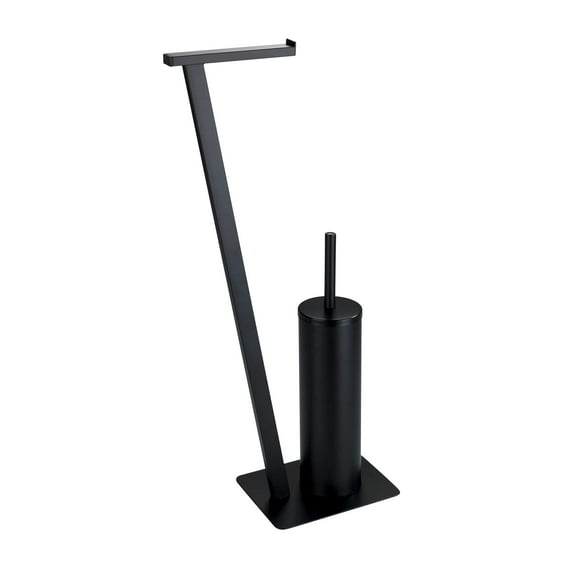 WENKO Lirio Toilet Brush Roll Holder, Metal, Black Matt, 68.5 x 30 x 15 cm