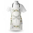 thumbnail image 3 of Dragonfly Apron Vintage Retro Farm Life Inspired Moth with Daisies Lilies Leaves Image, Unisex Kitchen Bib Apron with Adjustable Neck for Cooking Baking Gardening, Lilac Green, by Ambesonne, 3 of 3