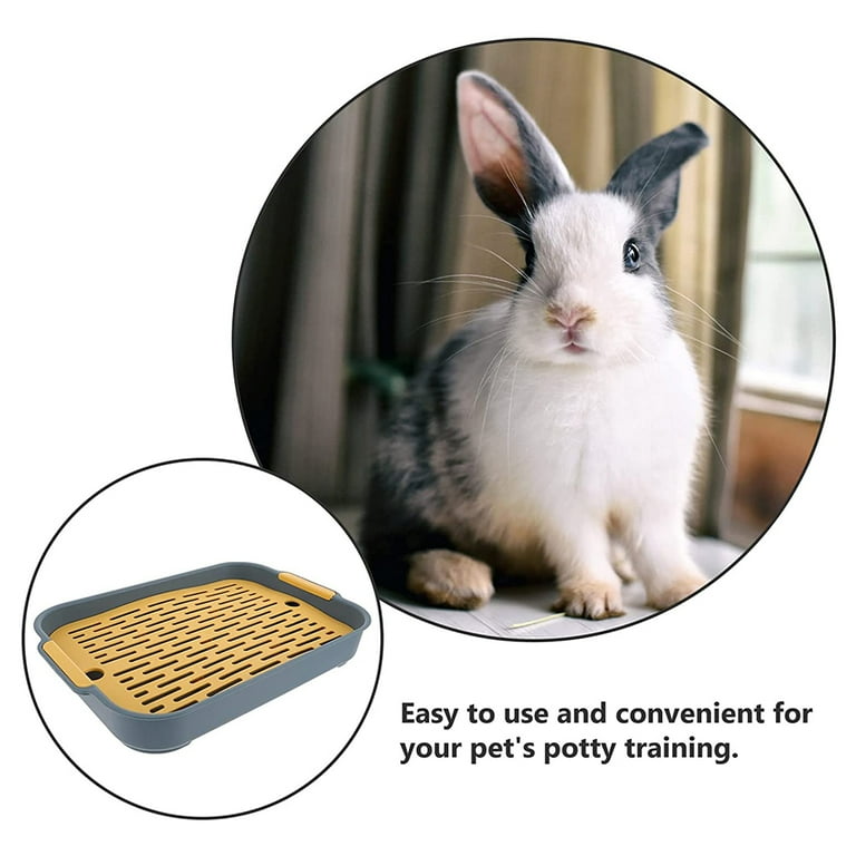 Rabbit Litter Box with Grate, Guinea Pig Litter Pan Anti-Turnover