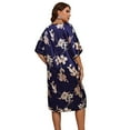 thumbnail image 4 of Women's Plus Size Long Nightgowns Floral Print Short Sleeve Long T-Shirt Lounger House Dress Casual Loose Nightshirts,  Navy blue XXL, 4 of 7
