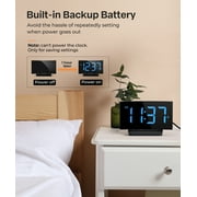 Mpow Digital Alarm Clock for Bedrooms, Large Numbers, Easy to Set Digital Clock with Modern Curved Design, 6 Levels Brightness, 3 Alarm Tones & 2 Volume, 9min Snooze, Battery Backup, 12/24H