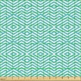 thumbnail image 2 of Ambesonne Geometric Fabric by the Yard Upholstery, Rhombuses with Zigzags, 3 Yards, Turquoise White, 2 of 5
