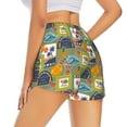 thumbnail image 3 of Disketp Hawaiian Style Print Women's Shorts Workout Shorts for Athletic Gym Running Shorts with Phone Pockets Large, 3 of 8