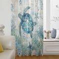 thumbnail image 6 of Underwater Turtle Sheer Curtains 45 Inches Long, Coastal Coral Starfish Summer Ocean Reefs Light Filering Curtains, Breathable Simi Curtain Privacy Drapes for Kitchen Bathroom Small Window Treatment, 6 of 9
