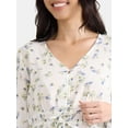 thumbnail image 4 of Time and Tru Women's Floral Print Tie Waist Blouse, Sizes S-XXXL, 4 of 5