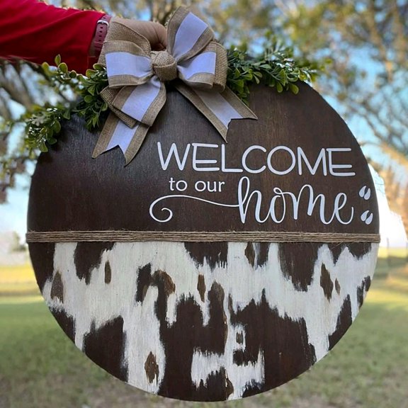 Front Door Hanging,Farm Door Hanger Cattle Welcome Numbers Home Decor Numbers