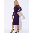 thumbnail image 4 of DARING DIVA Mesh Ruch Elegant Cocktail Bodycon Dress M Purple, 4 of 6