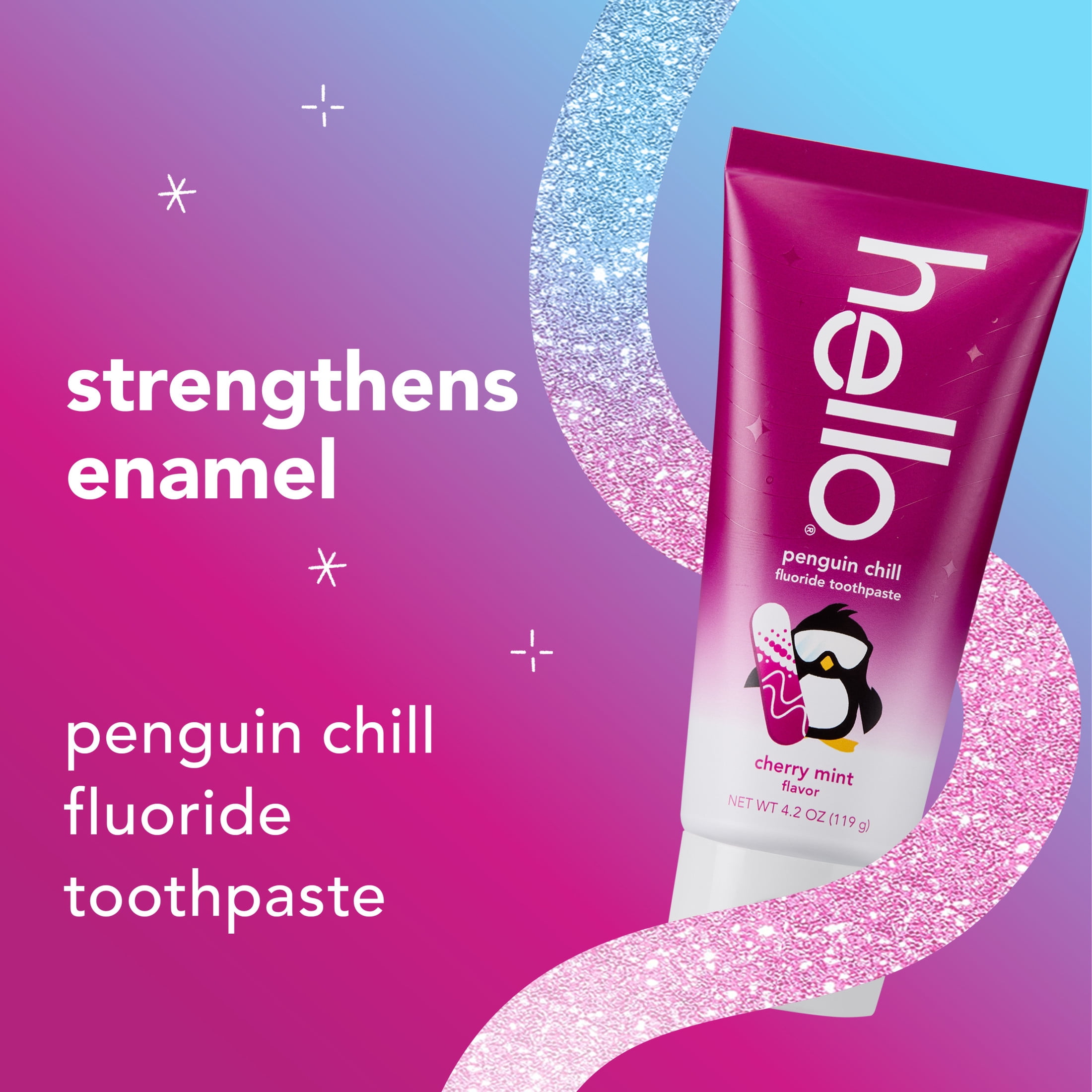 hello Penguin Chill Kids Toothpaste with Fluoride, Cherry Mint, 4.2 oz Tube
