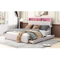 thumbnail image 5 of DWORDK Queen Size Upholstered Platform Bed with Storage Headboard,LED,USB Charging and 2 Drawers,No Box Spring Required, 5 of 9
