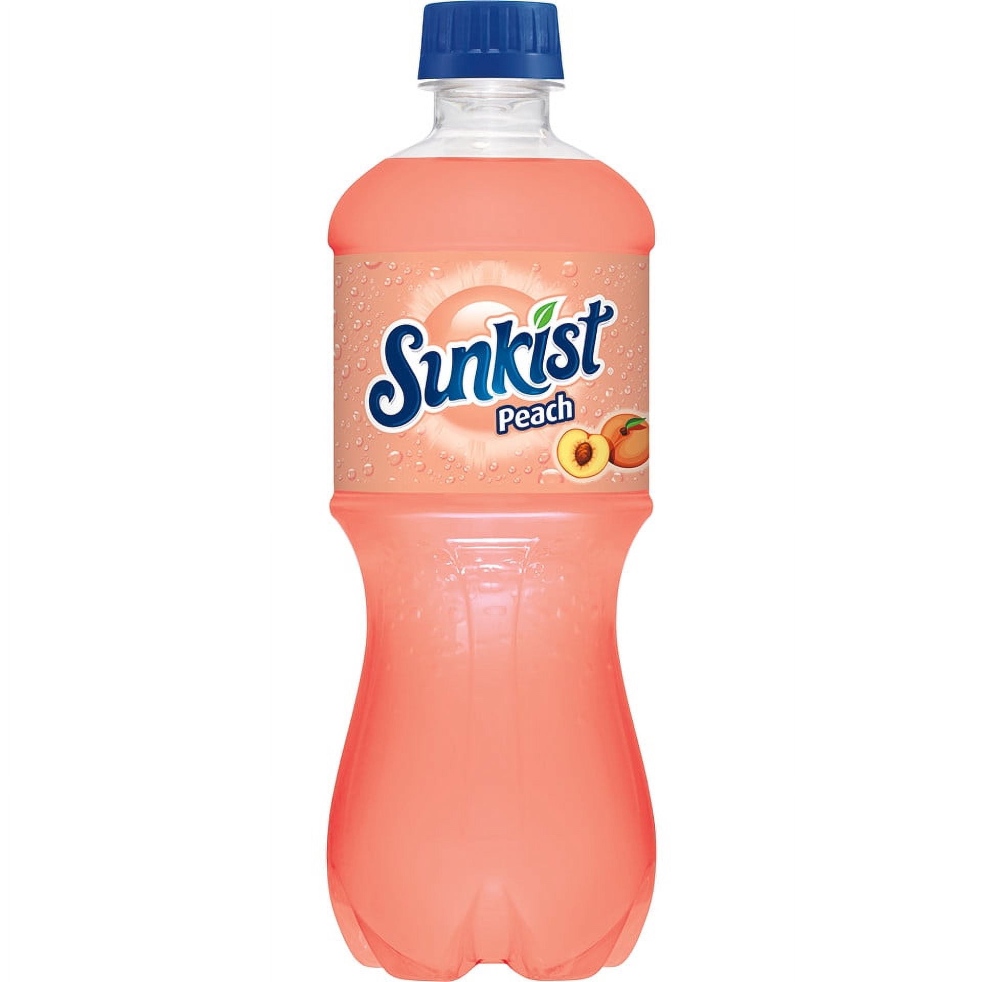 Sunkist Caffeine Free Peach Soda Pop, 20 fl oz, Bottle