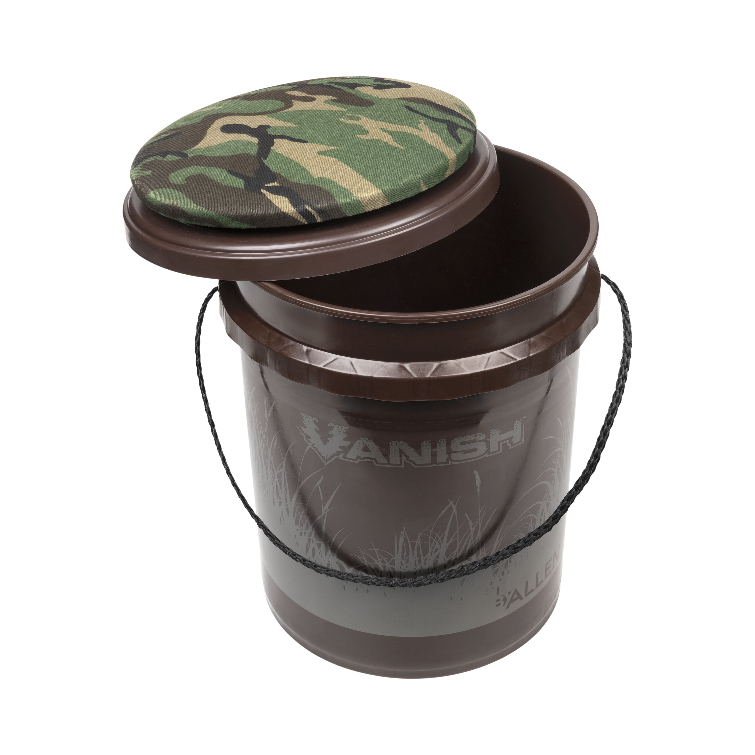 Allen Company Vanish Sportsman Bucket - 5 Gallon Padded Swivel Seat - Brown Olive Camo