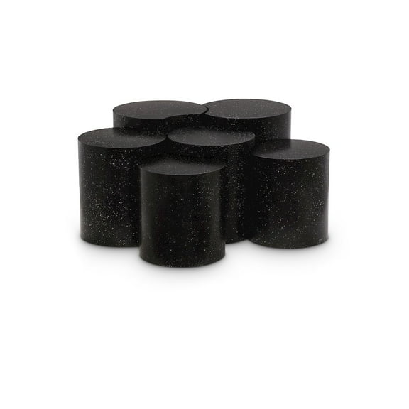 Meridian Furniture Dimple 6 Piece Black Terrazzo Pattern Iron Metal Coffee Table