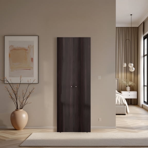 Home 2 Door Closet System, Four Fixed Shelves, Compact Wardrobe for Bedroom Organizati