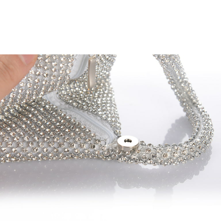 Rhinestone Evening Bag, Glitter Prom Purse, Triangle Designer