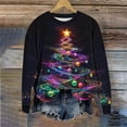 thumbnail image 4 of Lightweight Crewneck Sweatshirts Womens Xmas Tree Printed Merry Christmas Holiday Outfits Long Sleeve Loose Tops (XL, Purple 02), 4 of 6