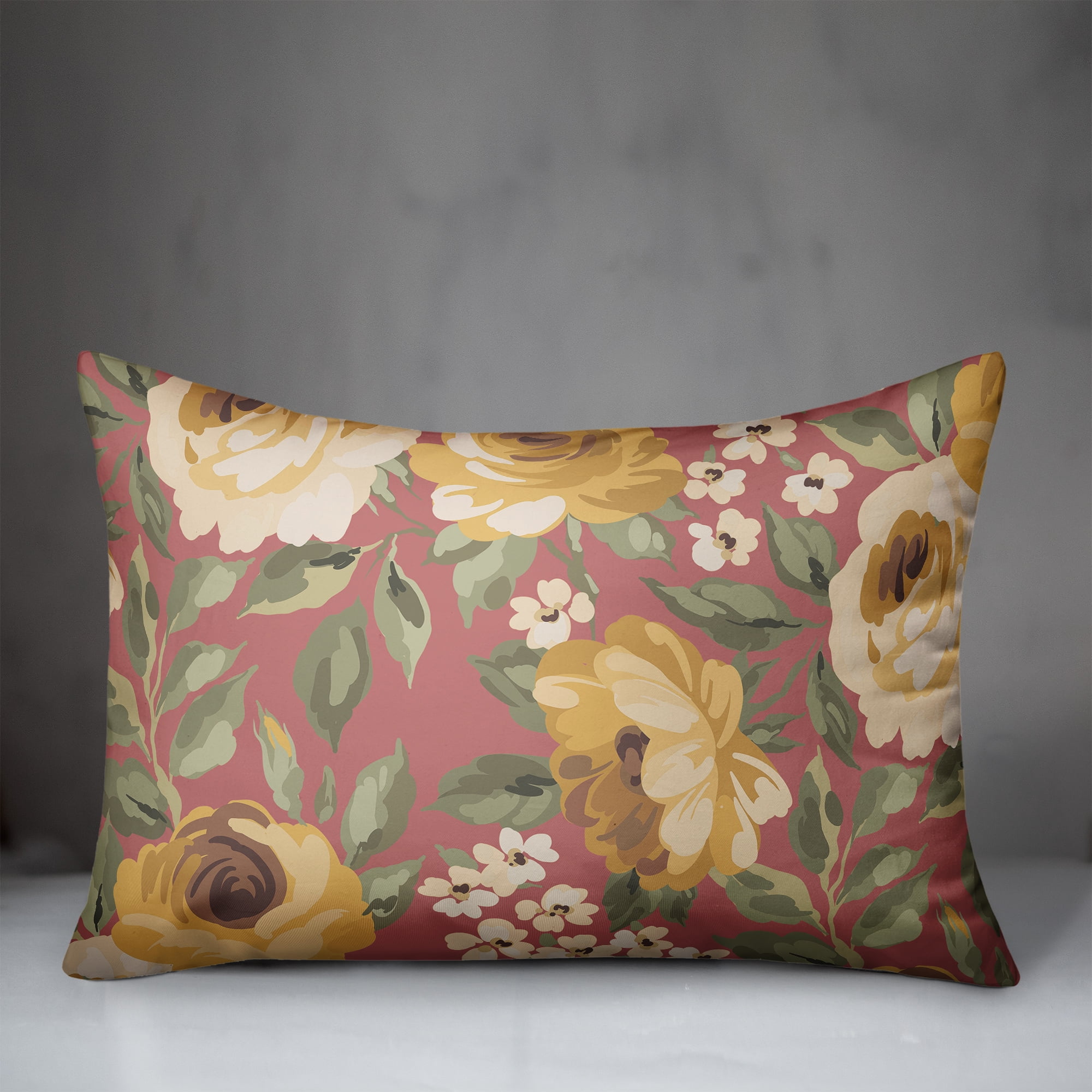 Creative Products Yellow Flowers Pink 14 x 20 Indoor / Outdoor Pillow
