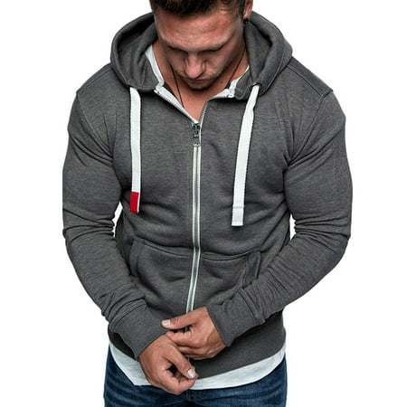 Men's Hoodie Zipper Up Warm Casual Pockets Sport Jogger Sweatshirts ...