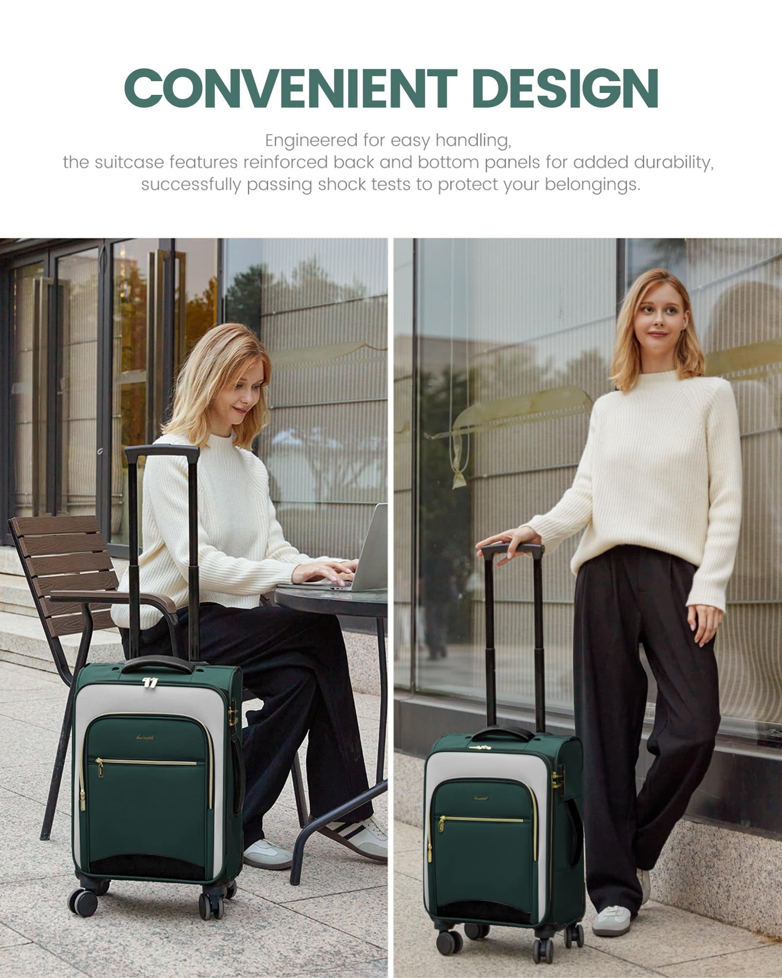 LOVEVOOK Carry On Luggage 22x14x9 Airline Approved, 20 Inch Soft side Suitcases with Wheels, Lightweight Spinner Carry on Suitcase with TSA Lock, Water-Resistant Large Capacity Luggage for Travel