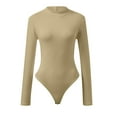 thumbnail image 5 of TAIAOJING Womens Bodycon Stretch Bodysuit Women Fashion Turtle Neck Long Sleeve Solid Plush Tops Bodysuit Jumpsuit Yoga Rompers, 5 of 6