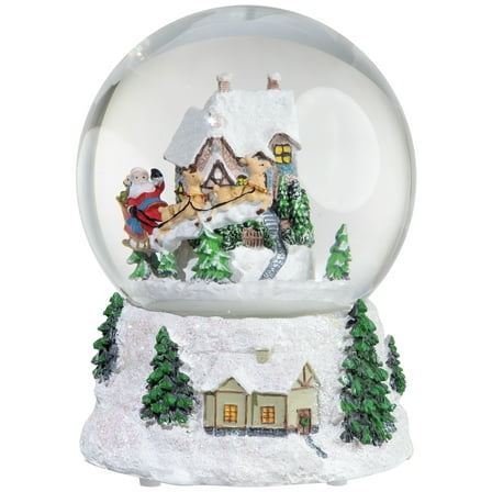 6.75" Musical and Animated Santa and Reindeer Rotating Christmas Water Globe