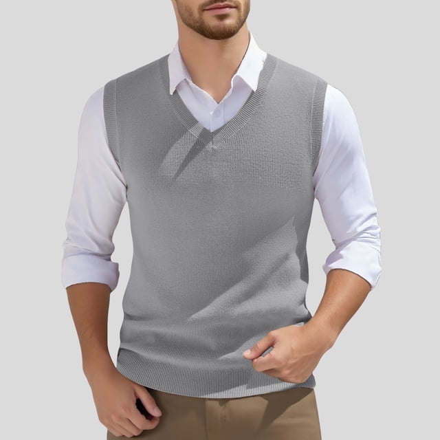 Sweater Vest Men's Sleeveless Knitted Vest V Neck Knitted Vest Spring Plain Sleeveless Knitted For Men High Neck Workout Tops for Men T Shirts for Men Graphic Long Sleeve Compression Shirt Men
