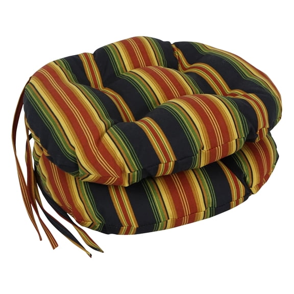 Blazing Needles 16-inch Round Tufted Indoor/Outdoor Chair Cushions (Set of 2) - 16" Lyndhurst Raven