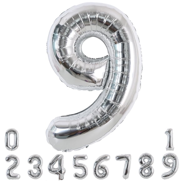 Helium Balloons Large Numbers 40cm 0-9 Number 9 Number 9 Foil Mylar Balloons Large Number Balloons for Birthday Party Decoration Supplies
