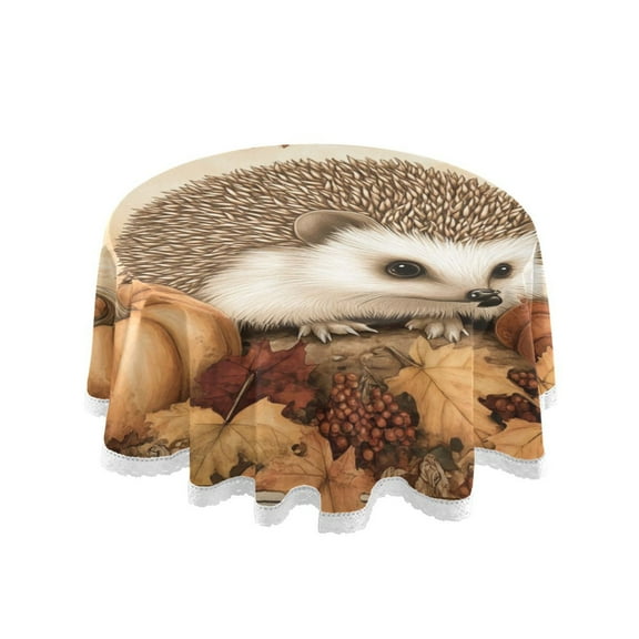 YAZAOO Round Tablecloth Cute Little Hedgehog Pattern Tableclothes