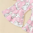 thumbnail image 4 of mgoYE 0-3 Months Baby Girl Clothes Easter Outfits for Baby Girls Toddler Baby Short Sleeve Shirts Flared Pants Headband Set 3pcs ​Easter Summer Clothes(Pink,3-6 Months), 4 of 6
