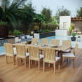 thumbnail image 2 of Modern Contemporary Urban Design Outdoor Patio Balcony Garden Furniture Side Dining Chair and Table Set, Wood, White Natural, 2 of 9