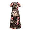 thumbnail image 5 of Uourmeti Girl's Maxi Dress Cute Hedgehog Flower Print Short Sleeve Dresses with Pockets Loose A-line Holiday Casual Dress for Girls, Size 7-8 Years, 5 of 7