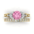 thumbnail image 2 of Clara Pucci 18K Yellow/White Gold Round Cut 1.5Ct Simulated Pink Diamond Engagement Ring + Matching Band - Luxury Box Included, 2 of 7