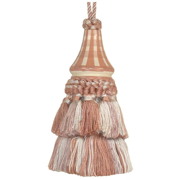 Tassel Mocha Checks Pair Polyrayon Carved Wooden Head Wood New Hand-Paint JK-201