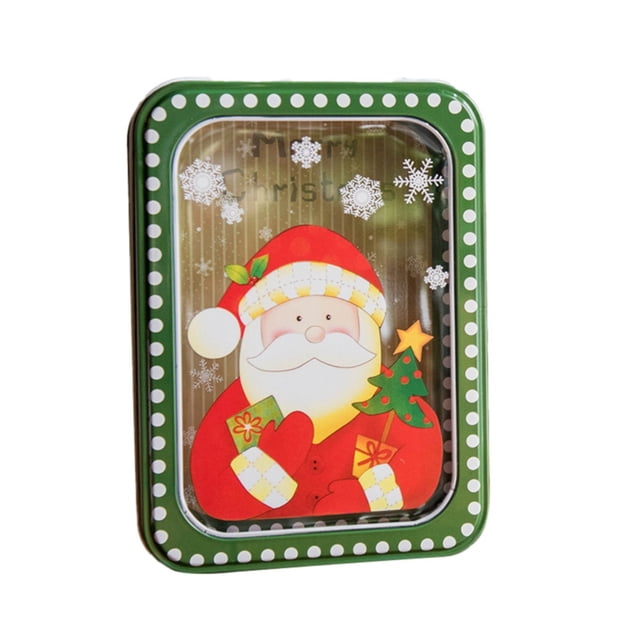 Under 10 Food Storage Christmas Candy Tin Box—Cookie Candy Storage Tins Christmas Cookie Tins Containers with Lids for Confectioneries Holiday Giving Square with Gold Christmas Card Tin Holder Boxes