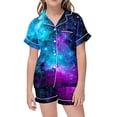 thumbnail image 1 of Luvoko Haut à Manches Courtes à Boutons pour Filles Imprimé Galaxie Pyjama, 1 of 3