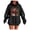 Black, variant on NinXxx Women's Letter Print Hooded Sweatshirt Long Sleeve Pullover Top Beige XXXL