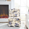 thumbnail image 4 of LUCKHAO  Retro Single Chair with Flower Pattern and Wave-Shape Edge, Flannel Upholstered Armless Sofa Chair with Seat Cushion and Pillow for Living Room, Bedroomc, 4 of 10
