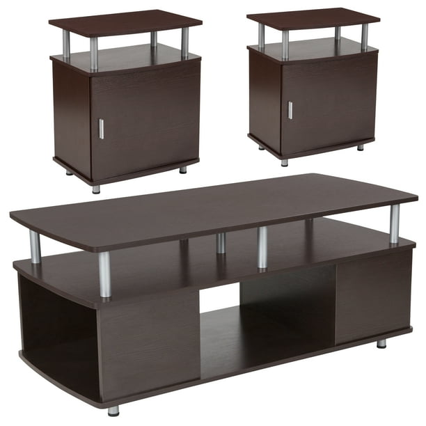 Markham Collection Flash Furniture 3 Piece Coffee And End Table Set In Espresso Wood Finish Com End Table Set In Espresso Wood Finish, Markham Console Tables
