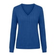 thumbnail image 7 of DISKEBUISS Women's V‑Neck Ribbed Knit Sweater Long Sleeve Casual Pullover Tops for Winter Fall Daily, 7 of 7