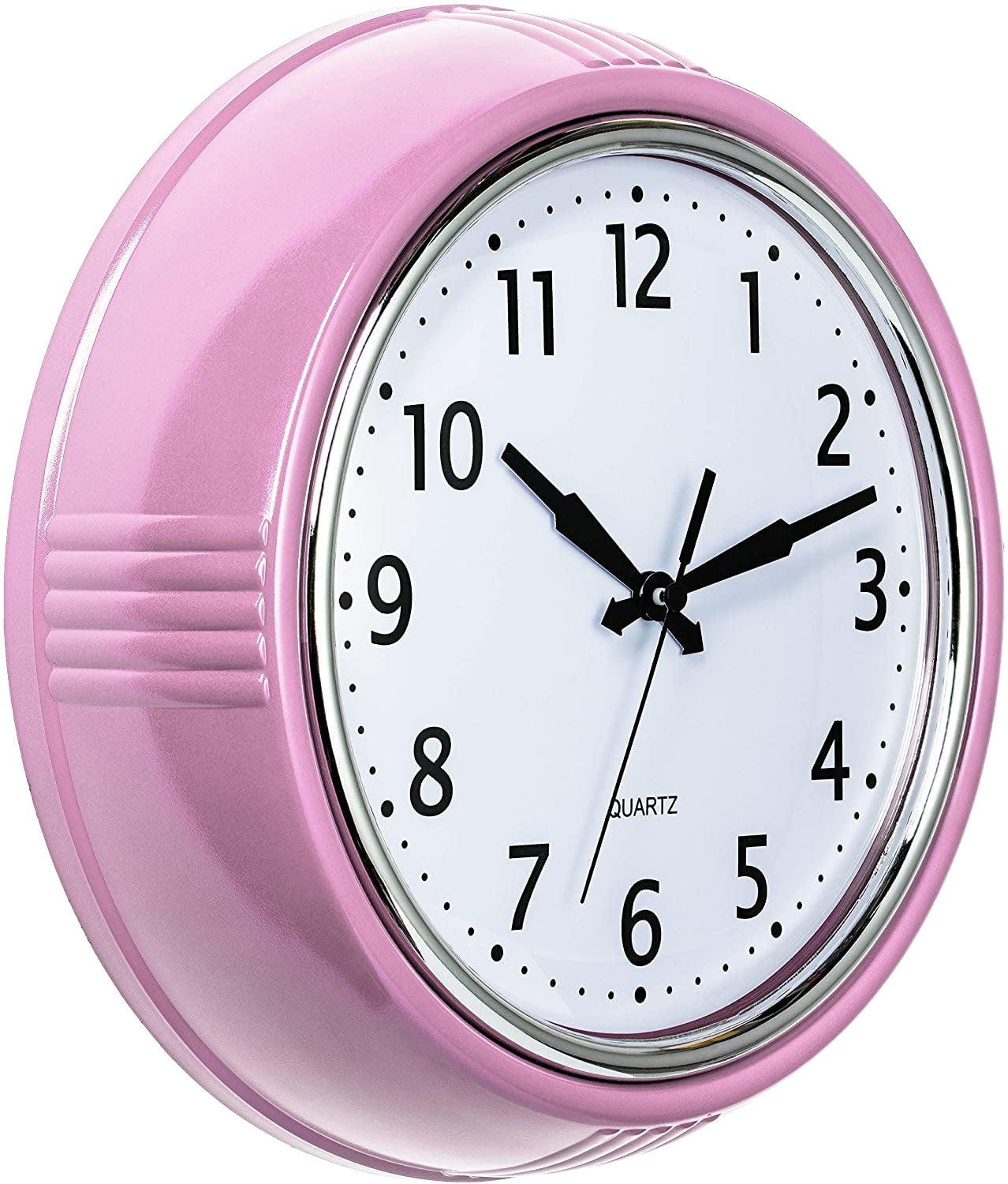 Retro Wall Clock 9.5 Inch Red Kitchen 50's Vintage Design Round Silent