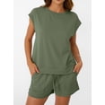 thumbnail image 4 of EASYBRA Womens Shorts Set Cotton Blend Raglan Sleeve Casual Summer Outfit Solid Color Two Piece Lounge Set S-XL, 4 of 5