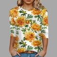thumbnail image 5 of Towmus Women's Blouses 3/4 Sleeve Summer Tops Crew Neck Womens Trendy Tops Summer Print Shirts Elbow Length Women Tshirts Loose Fit, 5 of 5