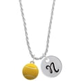 thumbnail image 1 of Delight Jewelry Silvertone Large Tennis Ball Silvertone Script Initial Disc - N - Charm Necklace, 20"+3", 1 of 4